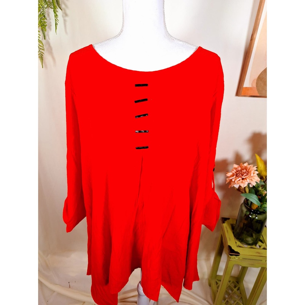 Ali Miles Women's Burnt Orange Tunic Blouse 3/4 Sleeves Size 2XL - Picture 2 of 7
